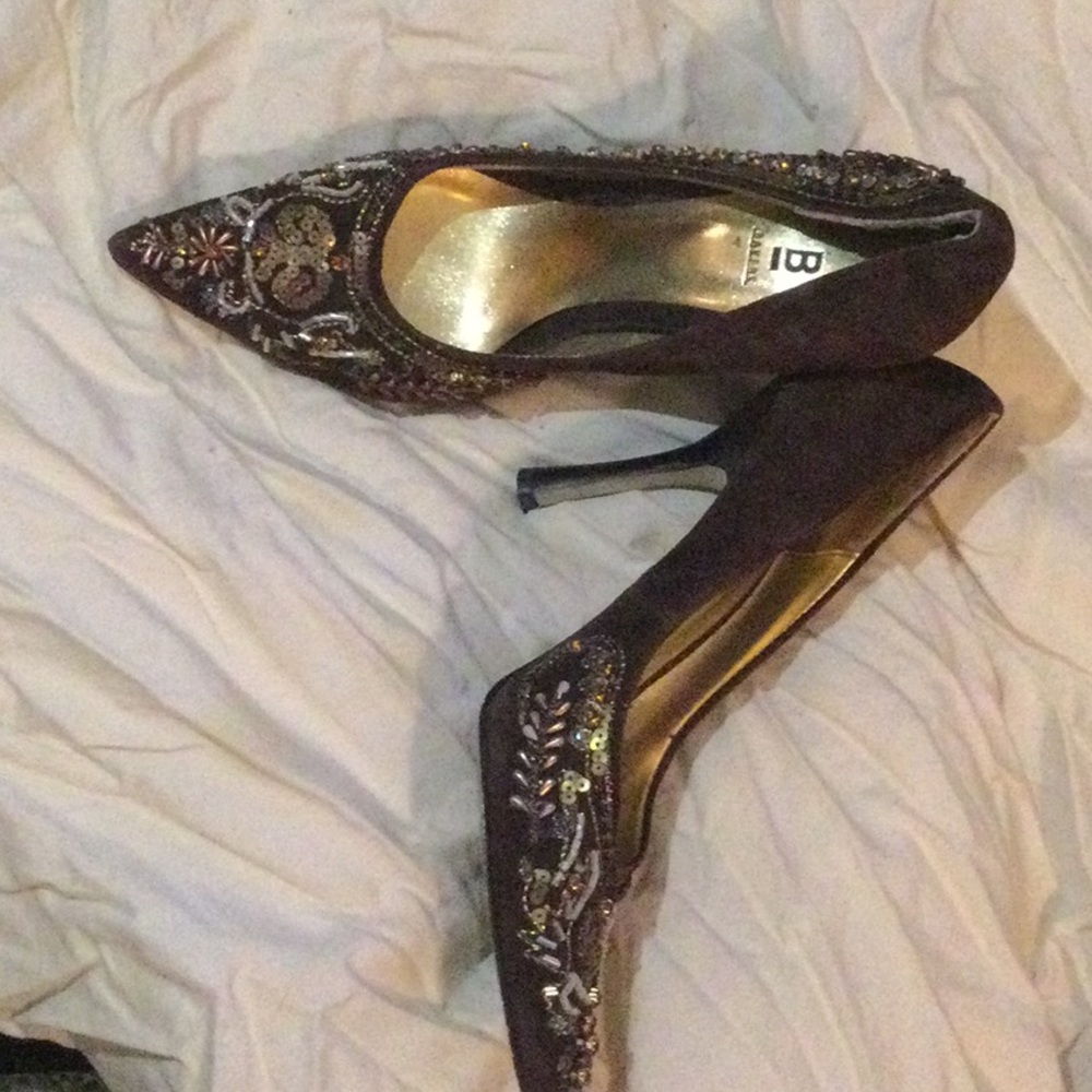 B Bakers Classic Embellished Brown Sequin Pump.